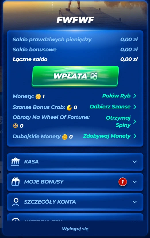 Sekcja konta kasyna Basbet 